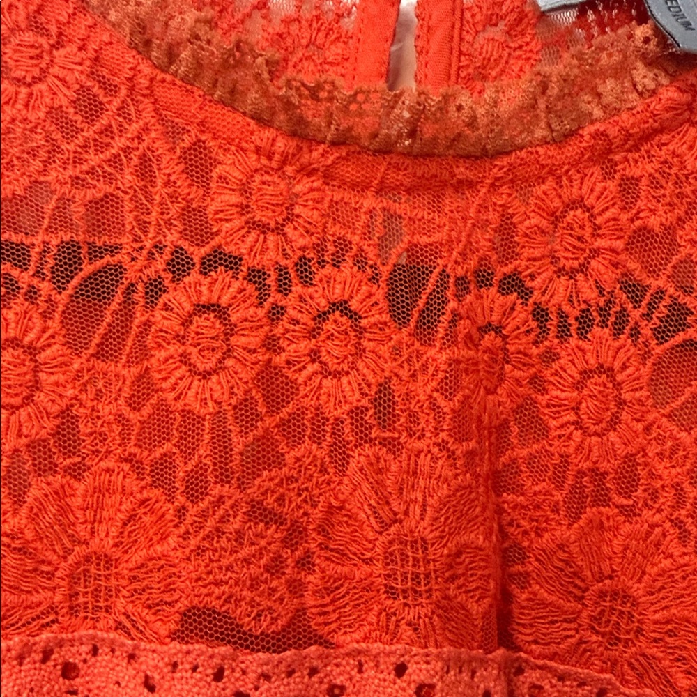 Anthropologie Vibrant Red Lace Blouse - Picture 3 of 7